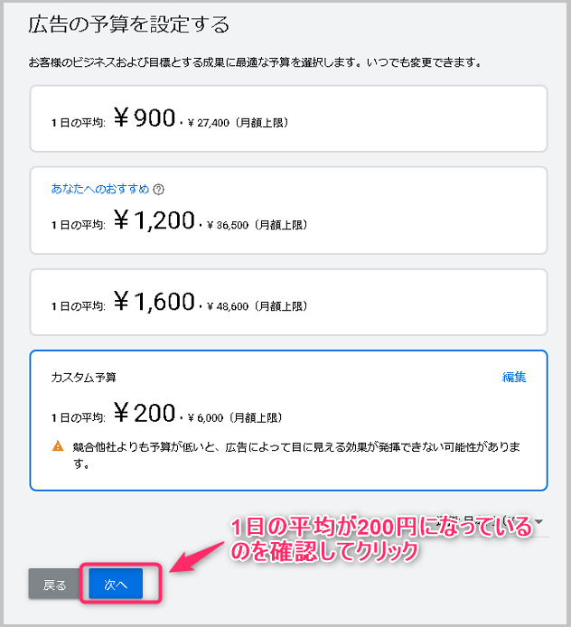広告費の設定